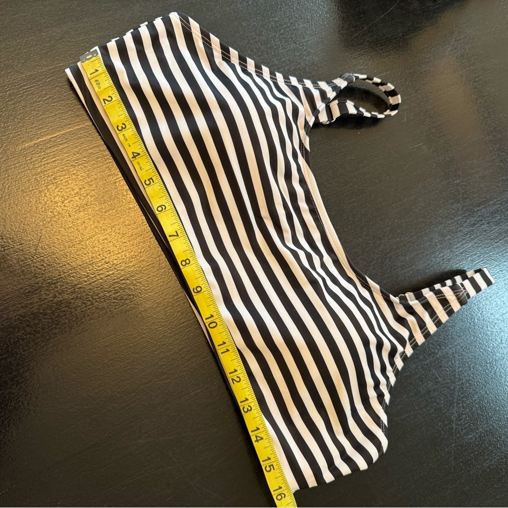 Striped Black and White Women's Swim Top